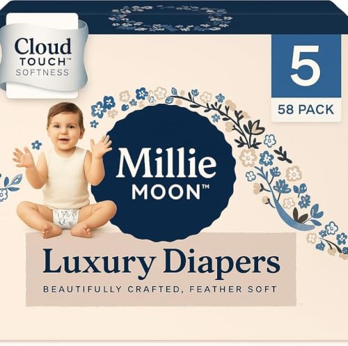 Image of Millie Moon Luxury Diapers (Size-5 and Count-58) White