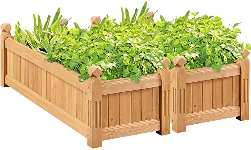 Yaheetech 43.5″ L × 16″ W × 14″ H Wooden Raised Garden Bed, Horti...