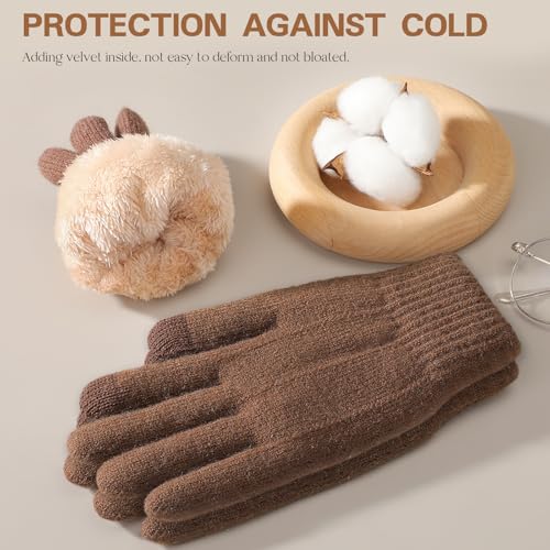 Tavaleu Winter Gloves for Women Knit Thermal Touchscreen Gloves Stretchy - image 2