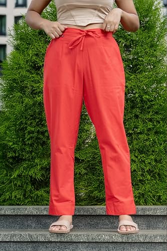 Image of Women's Cotton Regular Fit Trousers - Comfortable and Stylish Casual Office Wear Kurti Pants for Daily Use, Soft and Breathable Fabric