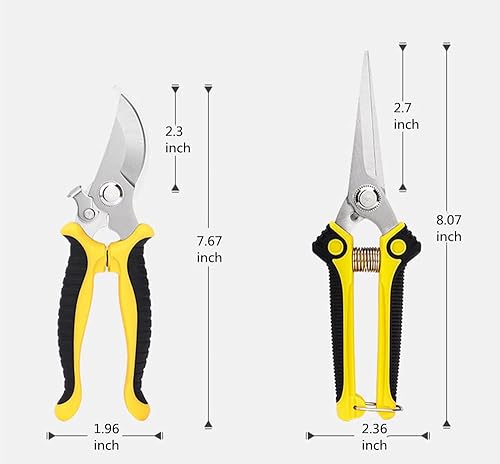 Miniatura 2 de SZHDX Juego de tijeras de jardín – 2 tijeras de jardín de precisión (tijeras de flores + podadoras de derivación) tijeras de jardín de 8 pulgadas y