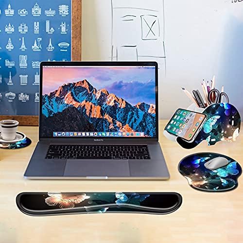 Miniatura 2 de Reposamuñecas para teclado y alfombrilla ergonómica para mouse con soporte para muñeca, base de poliuretano antideslizante, bonito posavasos a juego