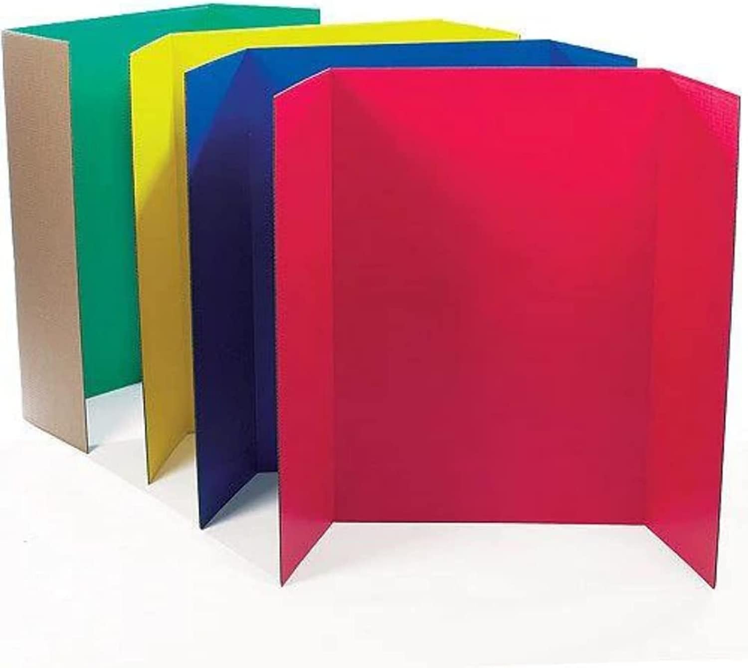 Baker Ross Tri Fold Boards-Pack of 4, Assorted Colours, for Displaying Table Top Projects and Presentations (EK710), 122 x 91 cm