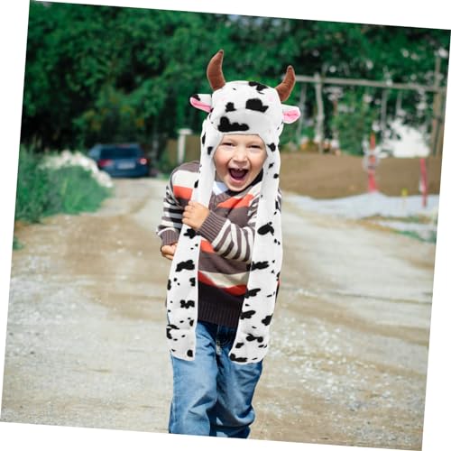 Cartoon Animal Hat Plush Winter Hat Ear Protection for Boys and Girls Soft Warm Cow Design for Outdoor Activities Multi3