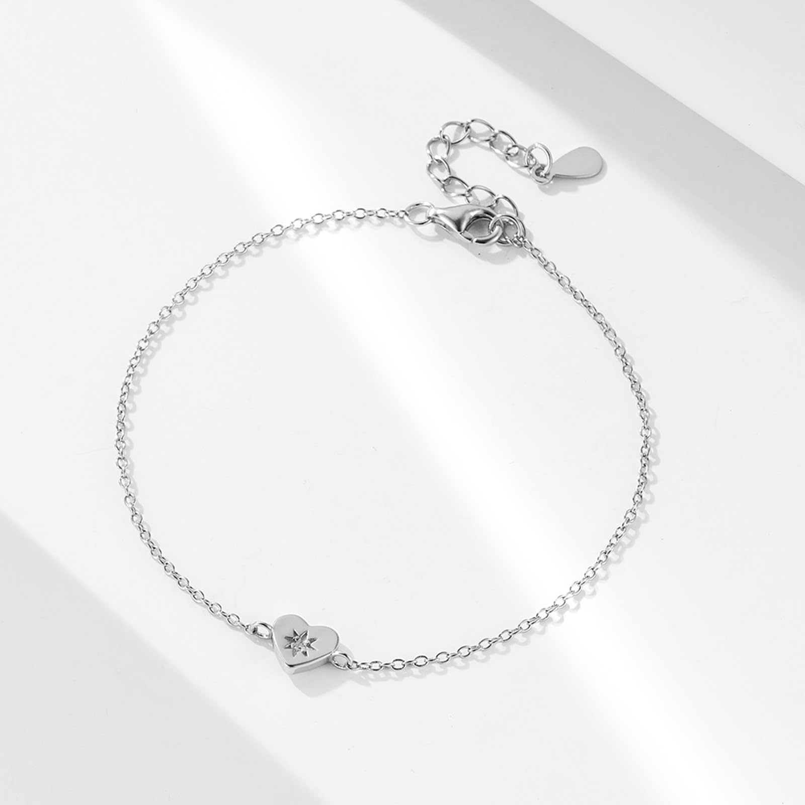 KnSam Pulseras de oro auténtico para mujer de 9 K/14 K/18 K, pulseras clásicas con corazón con laboratorio creado con diamantes, pulseras de oro amarillo Au 375/585/750