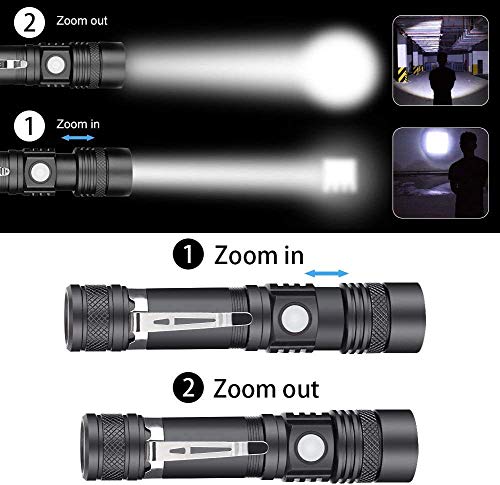 2-Pack Hoxida 2000lm Zoomable Rechargeable LED Tactical Flashlight - image 8