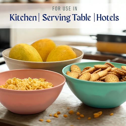 Image of Happy Cove Solid Serving Bowl Set | Durable, Microwave Safe, Dishwasher Safe and Fridge Safe, Lightweight Unbreakable Bowl Set | for Hot & Cold Serving (Set of 9, Multicolor)