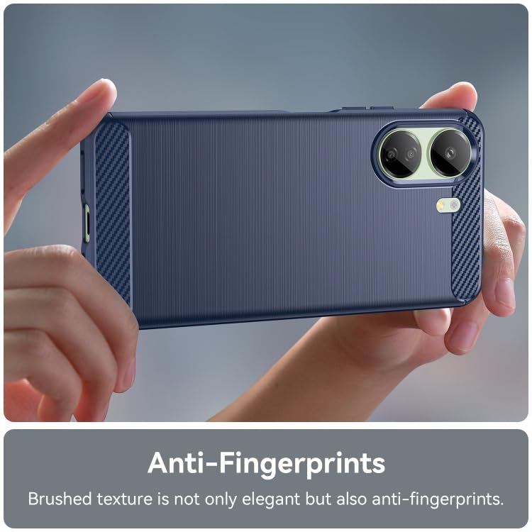 Image of NPRC Hybrid Ultra Slim Protective Case TPU Non-Slip Carbon Fiber Texture Shockproof Case Cover for Redmi 13c 4G - Blue