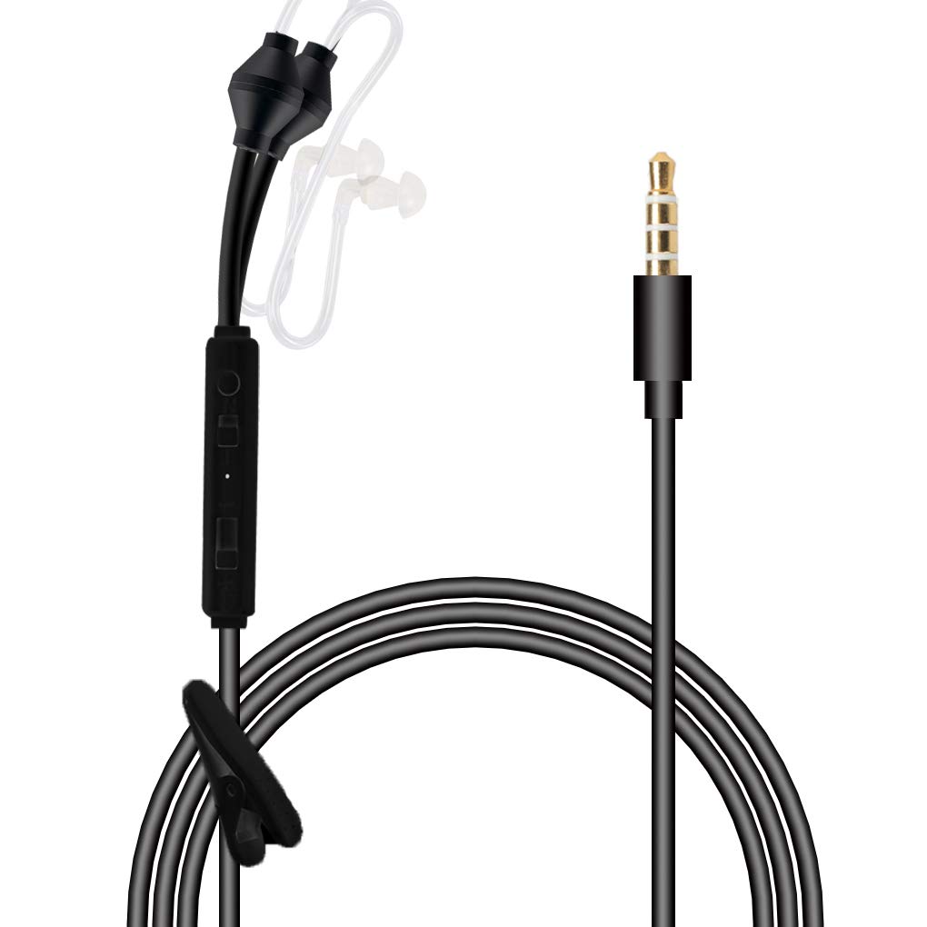 ZYElroy Anti Radiation Binaural Earphones Stereo Headphones Microphone Universal 3.5mm Air Tube Acoustic Earbuds