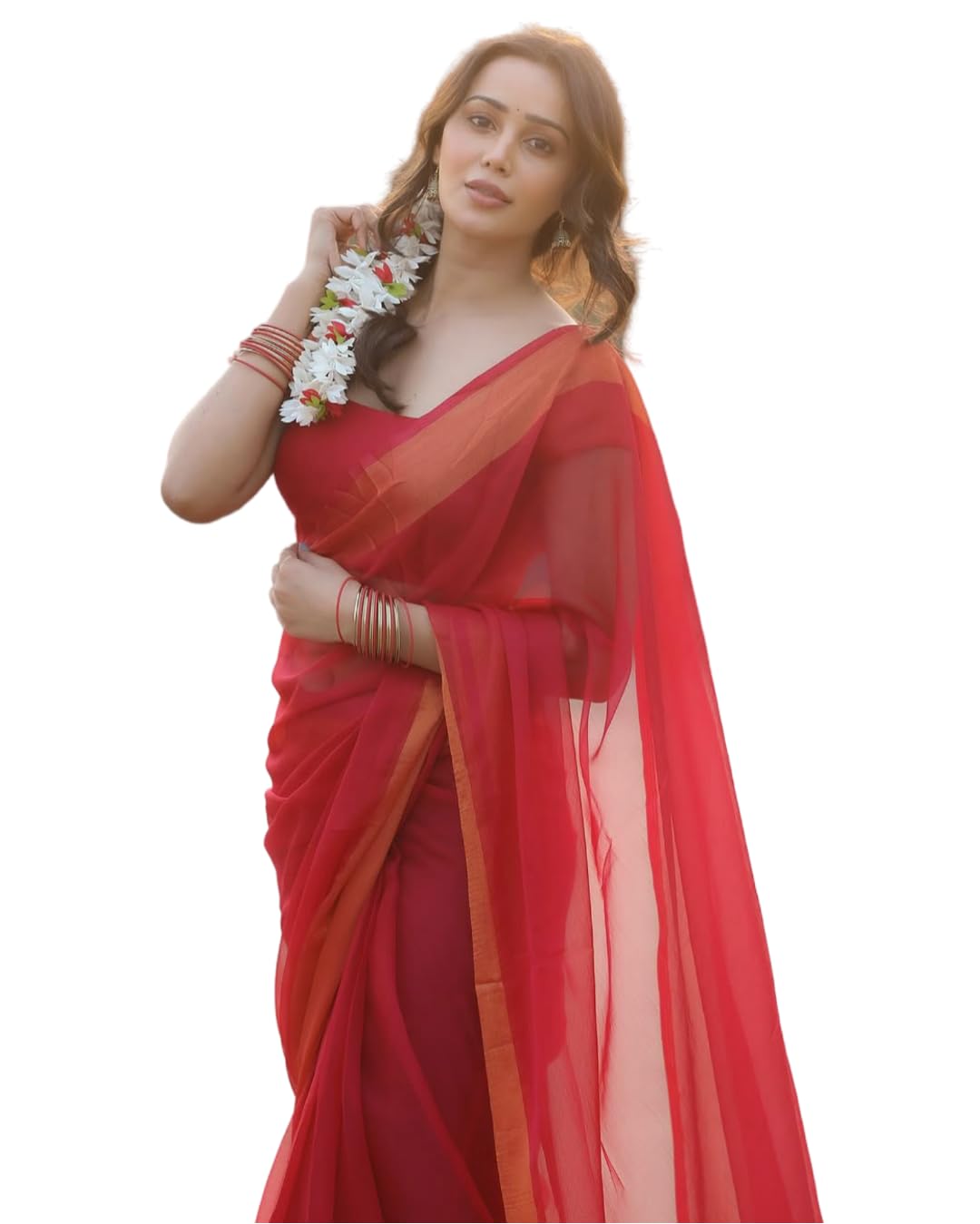 Trendy Ready to wear saree1min ready sari Pre draped pre-stitched saree with Unstitched Blouse