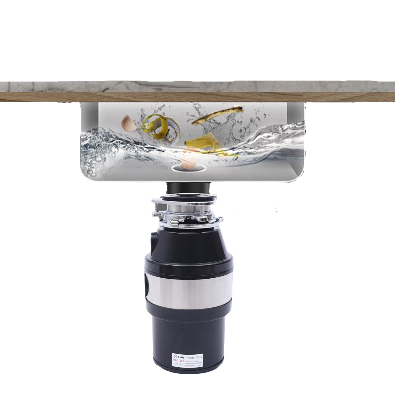 Trituradora de residuos de cocina profesional 560 W - Amoladora de alimentos para eliminación de residuos domésticos - Organizar