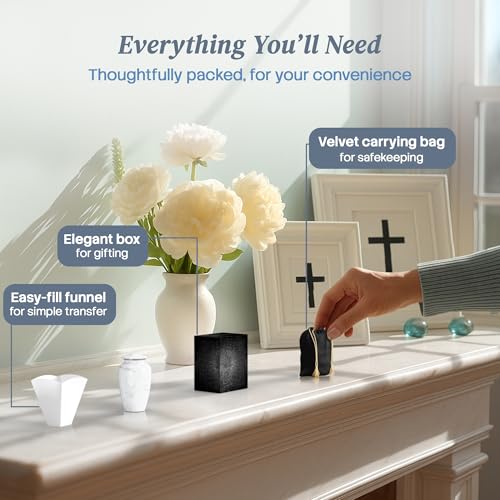 Image of Small Handcrafted Urn for Ashes Keepsake - Mini Cremation Urns for Human Ashes Adult Man and Woman - Decorative Funeral Urns - Memorial Urn with White Marble Finish (2.85 inch H x 1.75 inch W)