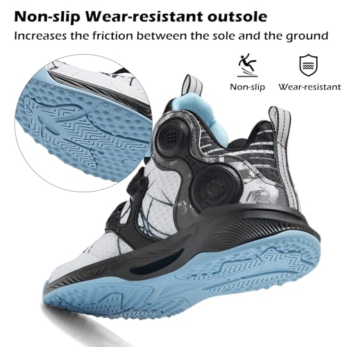 Image of VITUOFLY Kids Basketball Shoes Boys Sneakers Girls Mid-top Sports Shoes | Ankle protection, Non-slip TPR outsole, Cushioned shock-absorbing EVA midsole, Indoor outdoor sports for little & big kids
