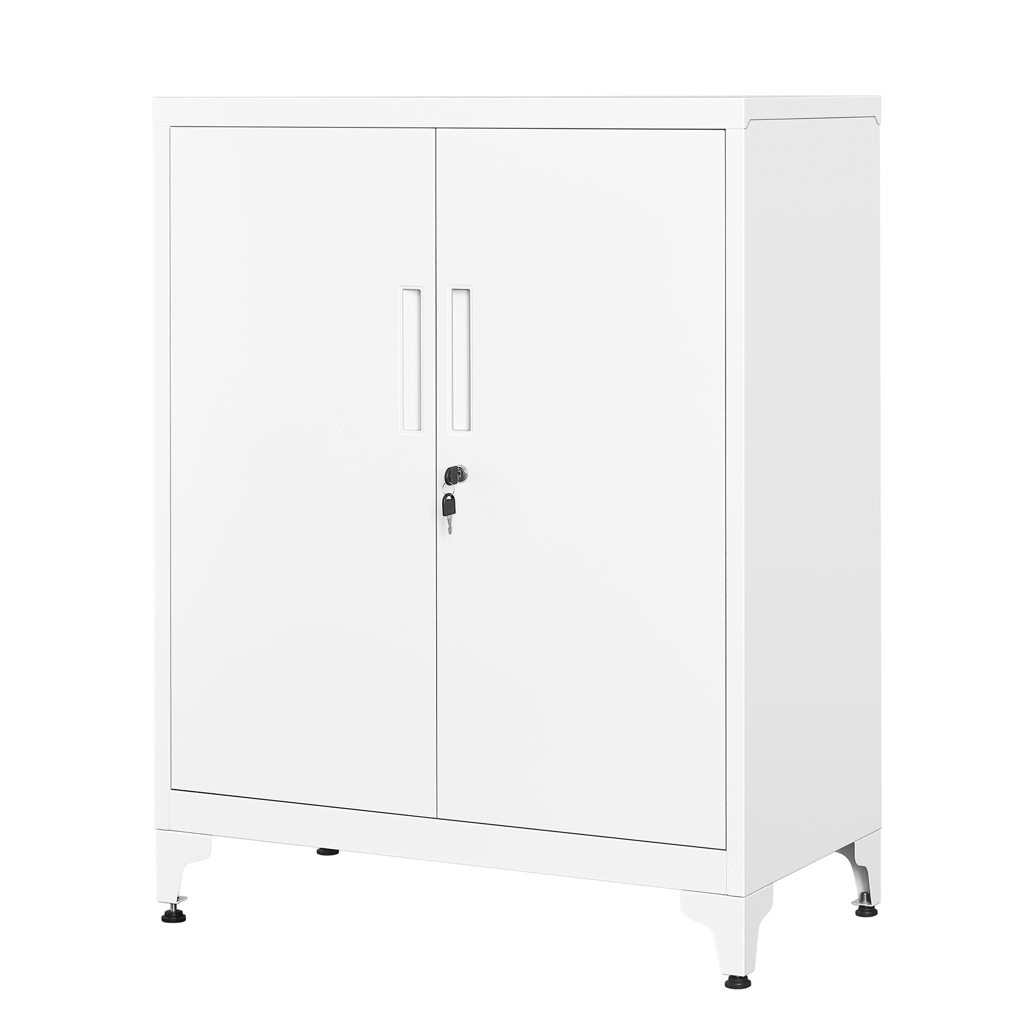 SONGMICS Archivador de Oficina, Armario Multifuncional, Armario de Oficina de 2 Puertas, con Cerradura, Armario de Almacenamiento de Acero, para Oficina, Sala de Estar, Blanco Mate OMC013W01