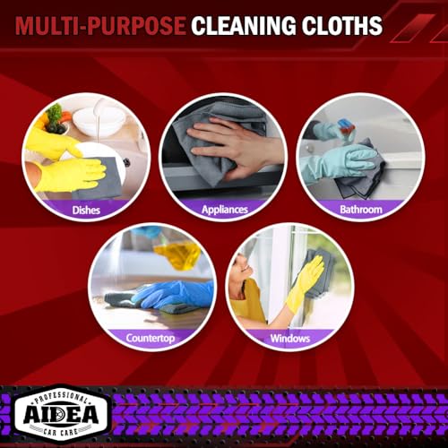 Image of AIDEA Microfiber Cleaning Cloth Grey 150PK, Microfiber Towels for Cars, Premium Car Cloths, Dusting Cloth Lint Free Cleaning Rags for SUVs, House, Kitchen, Window, Workshops,12x12 inch