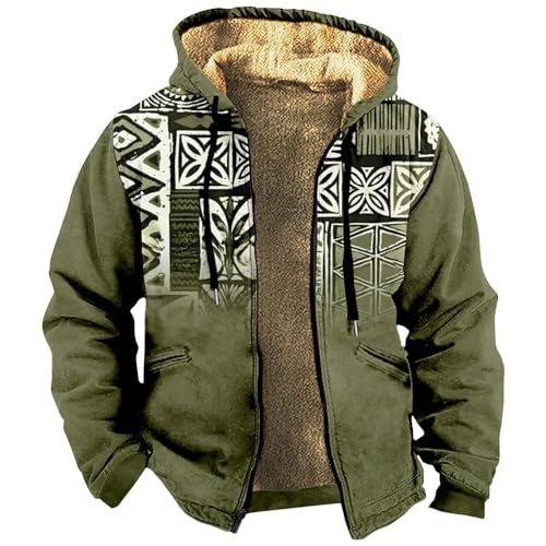 Winter Coats for Men Vintage Plush Zip Up Long Sleeve Hunting Warm Big and Tall Thicken Fleece Lined Streetwear