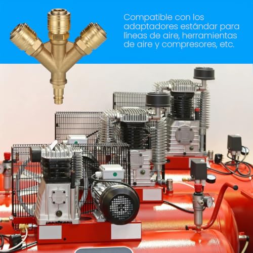 Miniatura 6 de Conector De Aire Comprimido, Distribuidor De 3 Vías, Conector De Rapido Aire Comprimido Con 1 4 In Conector, Latón Accesorios Compresor Aire, Fácil Instalación, Conectores De Manguera Aire Comprimi