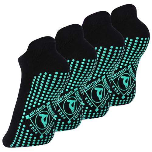 Image of ELUTONG Pilates Non Slip Grip Socks for Women 1-4 Pairs Yoga Barre Ballet Workout Hospital Grippy Sock