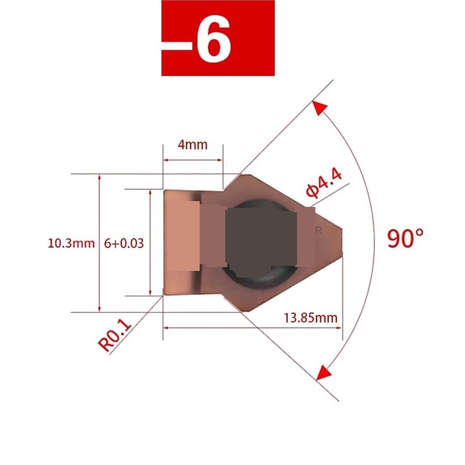 Outil de brochage, porte-outil de rainurage de clavette, outil de fraisage de rainure de clavette, outil de positionnement d'engrenage, plaquettes de brochage(6 6mm)