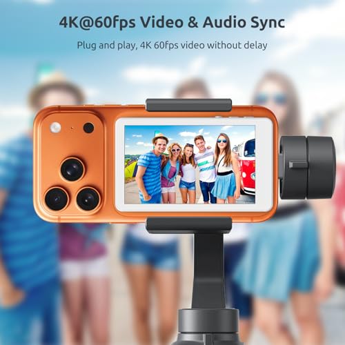 Image of Selfie Monitor Screen Phone- Magnetic Phone Vlog Back Camera Selfie Monitor - 4k 30fps Display can Wirelessly Connect to Mobile Phones - Selfie Screen Compatible with iPhone & Android
