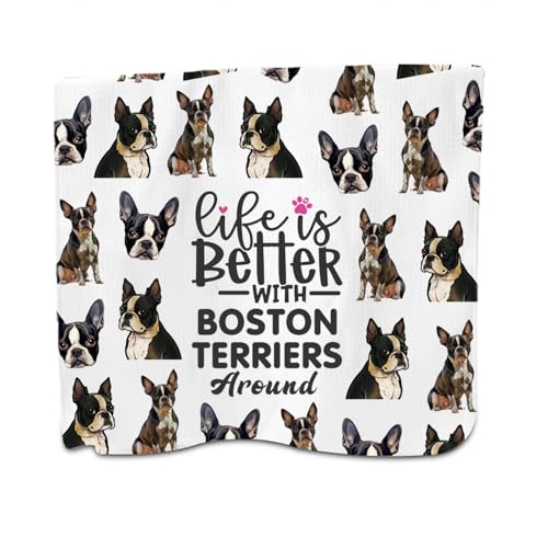 PXTIDY Boston Terrier Dog Kitchen Towel Life Is Better With Boston Terriers Around Boston Terrier Gifts Pet Dog Dish Towel PXTIDY Boston Terrier Dog Kitchen Towel Life Is Better With Boston Terriers Around Boston Terrier Gifts Pet Dog Dish Towel