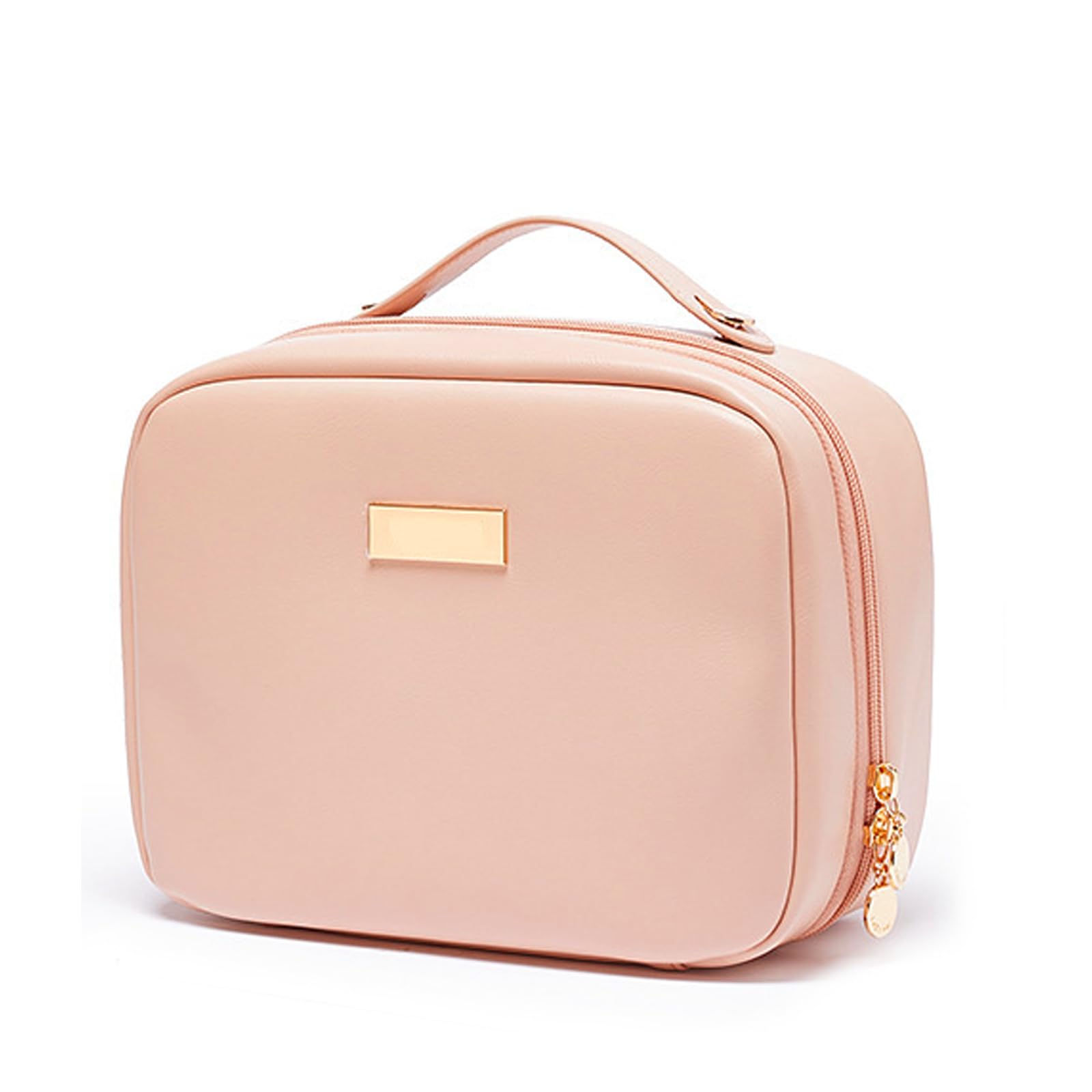 BAKLUCK Travel Makeup Bag Large Capacity Transparent Double Sided Cosmetic Bags with Makeup Brush Compartment- PU Waterproof Leather Makeup Toiletry