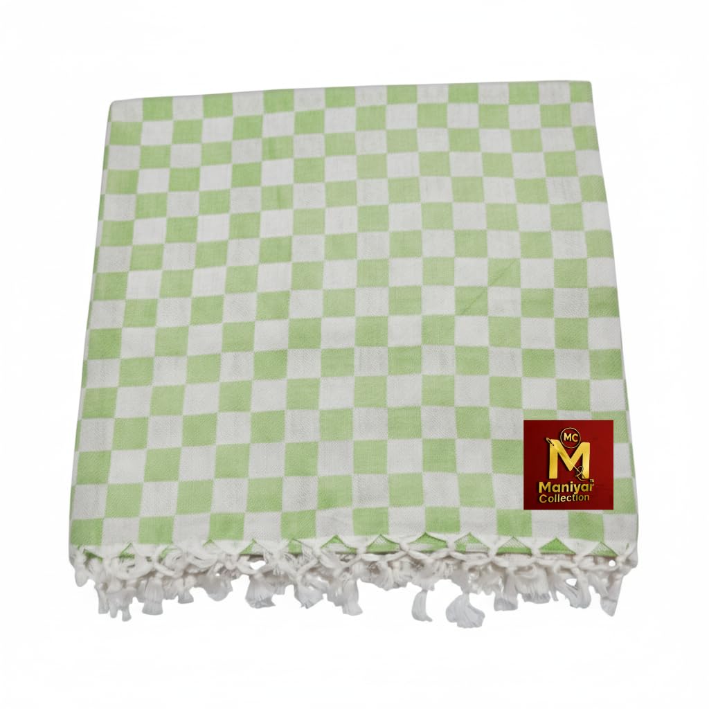 Bhagalpuri Silky Cotton Comfort 3D Checked Yellow Chadar – Soft, Breathable & Skin-Friendly Handloom Blanket for Sleeping in Summer or AC Room –(220×125cm - Size) (Green)-image-49