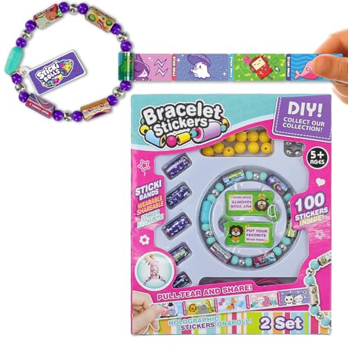 Image of PATPAT Cotton PATPAT Wearable & Shareable Sticker Bracelet | Includes 100 Mini Stickers | 2 Mystery Reveal Sticki Rolls, Multi Color