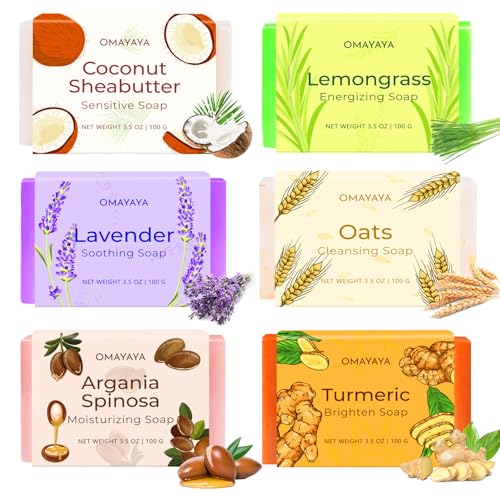 Set de jabones en pastilla, 6 x 100g Set de jabones naturales, Regalos para mujeres, Jabón de ducha,Jabón artesanal, Regalo para Navidad, Día de la Madre y cumpleaños