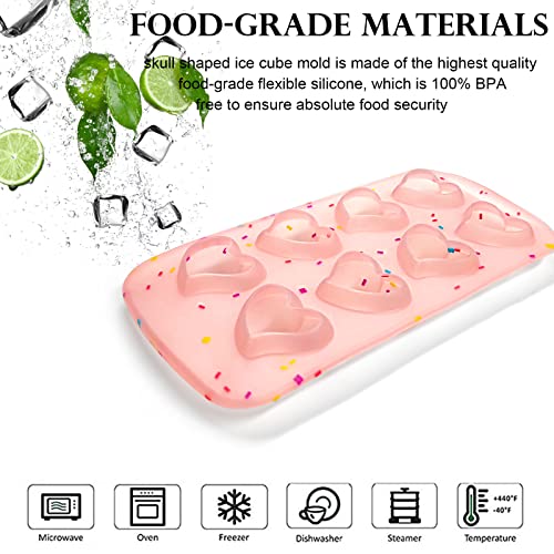 Image of Ice Cube Trays 3 Pack,Silicone Ice Cube Mold Maker with Lid,Heart Style Mold,for Chilling Whiskey, Cocktail, Beverages,Pudding Chocolate