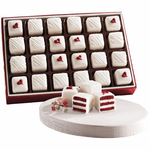 The Swiss Colony Red Velvet Petits Fours: Gift of 24 (12 oz. net wt.) - Gourmet Dessert, Layer...