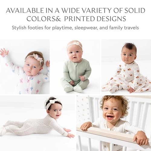 Image of Bamboo Little Soft Baby Footie Pajamas, Baby Clothes, Newborn Sleepers, 95% Viscose and 5% Spandex, 0-24 Months