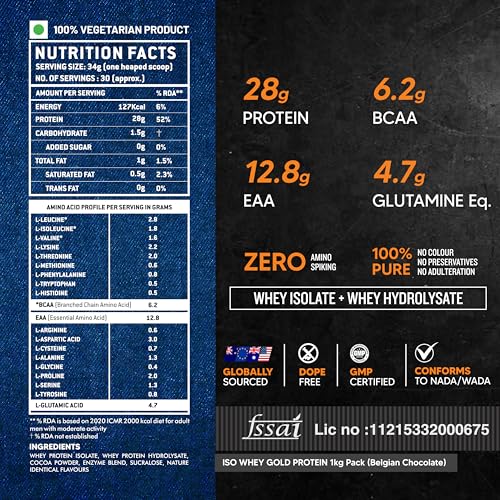 Image of AS-IT-IS ATOM ISO Whey Gold 1Kg | 28g Protein | 100% Whey Protein Isolate | Prevents Muscle Loss | Faster Muscle Recovery | Chcolate