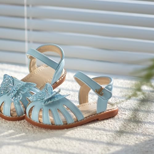 Image of THEE BRON Toddler Girls Closed-Toe Sandals Sweet Retro Cutout Summer Dress Shoes