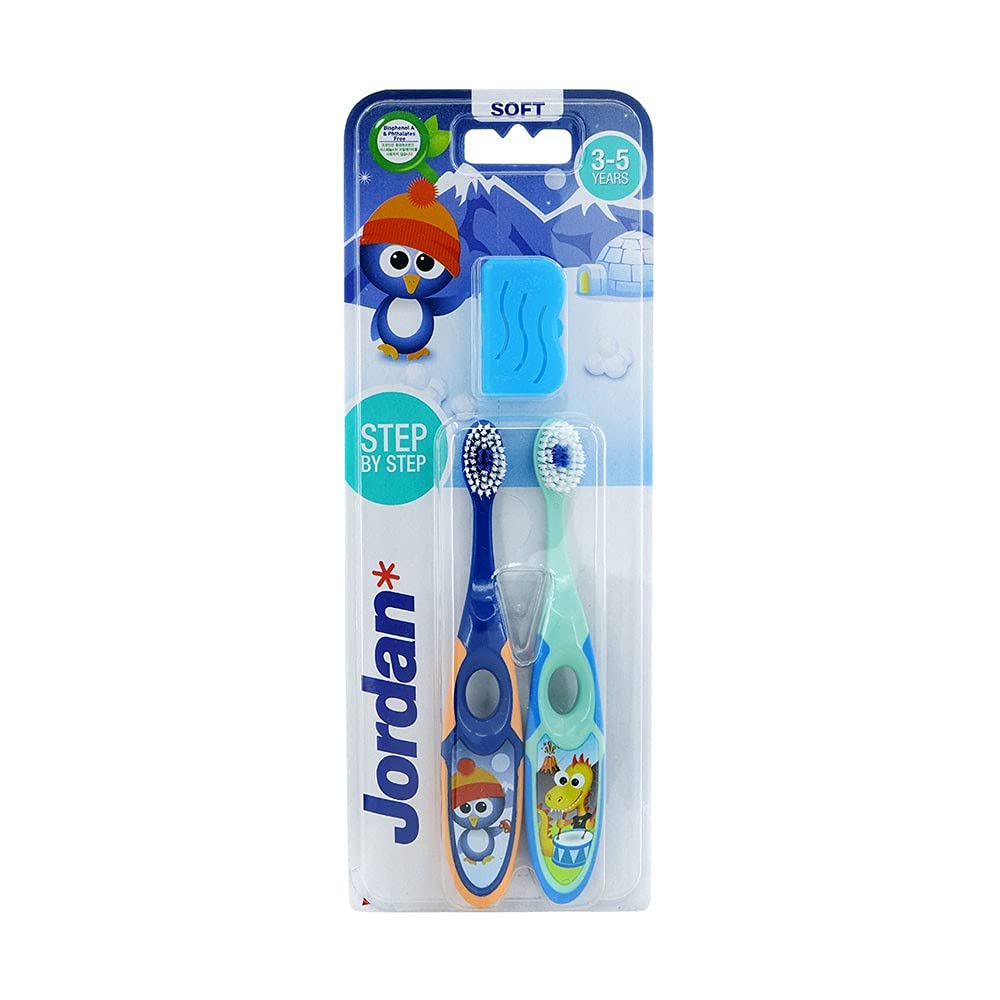Jordan 3-5 Years Toothbrush Designed With Soft Bristles BPA Free Step-2 Twin Pack (Multi color - Pack of 2) (B09B4TTVWY) Amazon Price History, Amazon Price Tracker