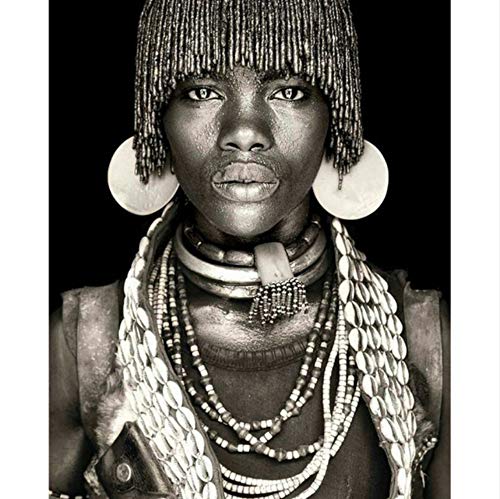 Femmes africaines Wall Art Portrait Décoration de la Maison en Noir et Blanc Affiches et gravures...