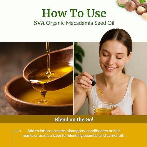Image of SVA Organic Macadamia Seed Carrier Oil with Dropper, 4 Fl Oz (118 ml)