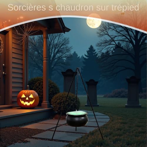 Caldero en trípode de Halloween iluminado para transformar tu porche y cocina 3