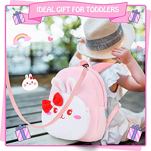 Toddler Backpack,Cute Plush Small Preschool Backpack With Leash Gift For Little Boys Girls Kids With Chest Strap,Pink Bunny Vonxury #TOP5