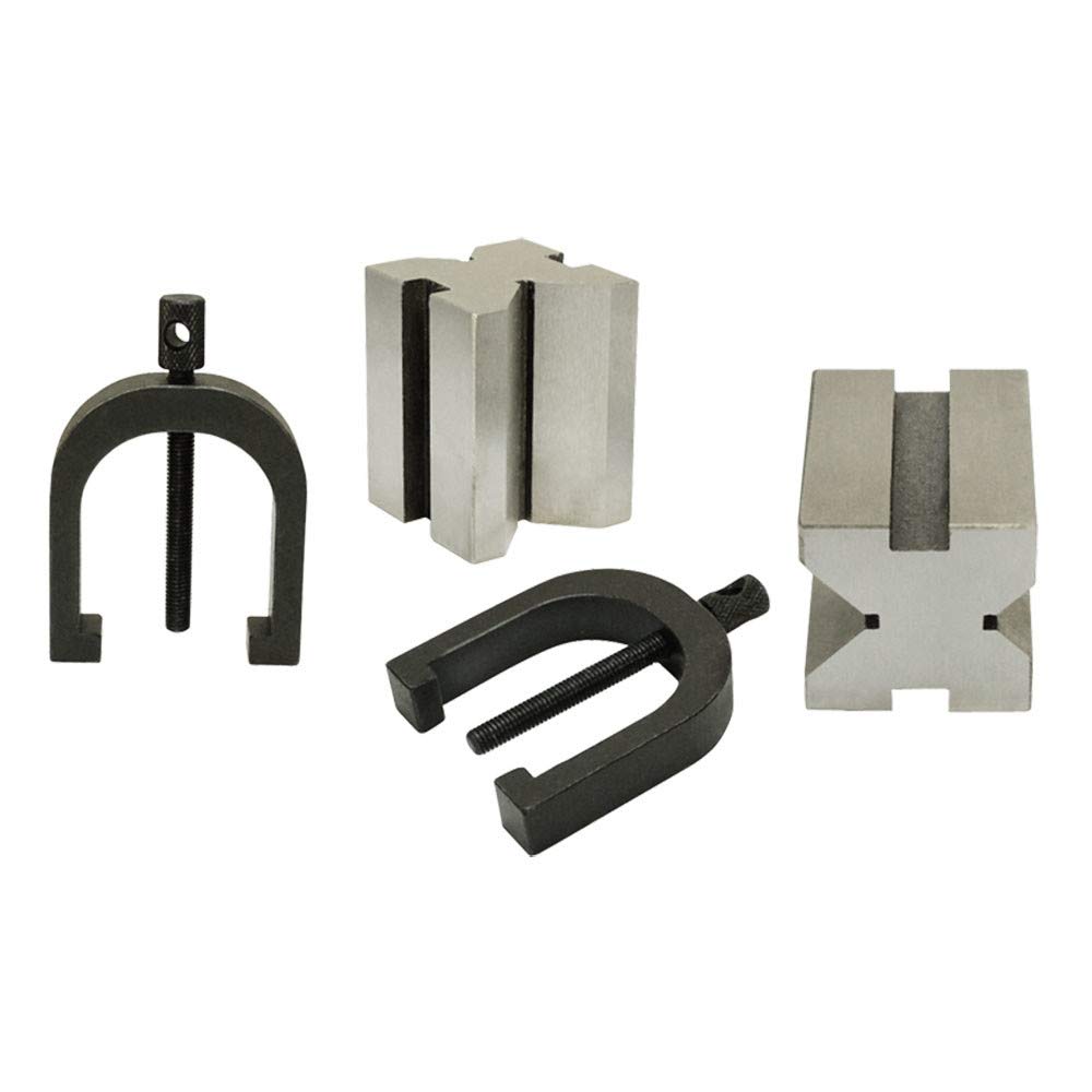 V Blocks And Clamps Set 1-5/8 Inch x 1-1/4 Inch x 1-1/4 Inch With Wooden Case