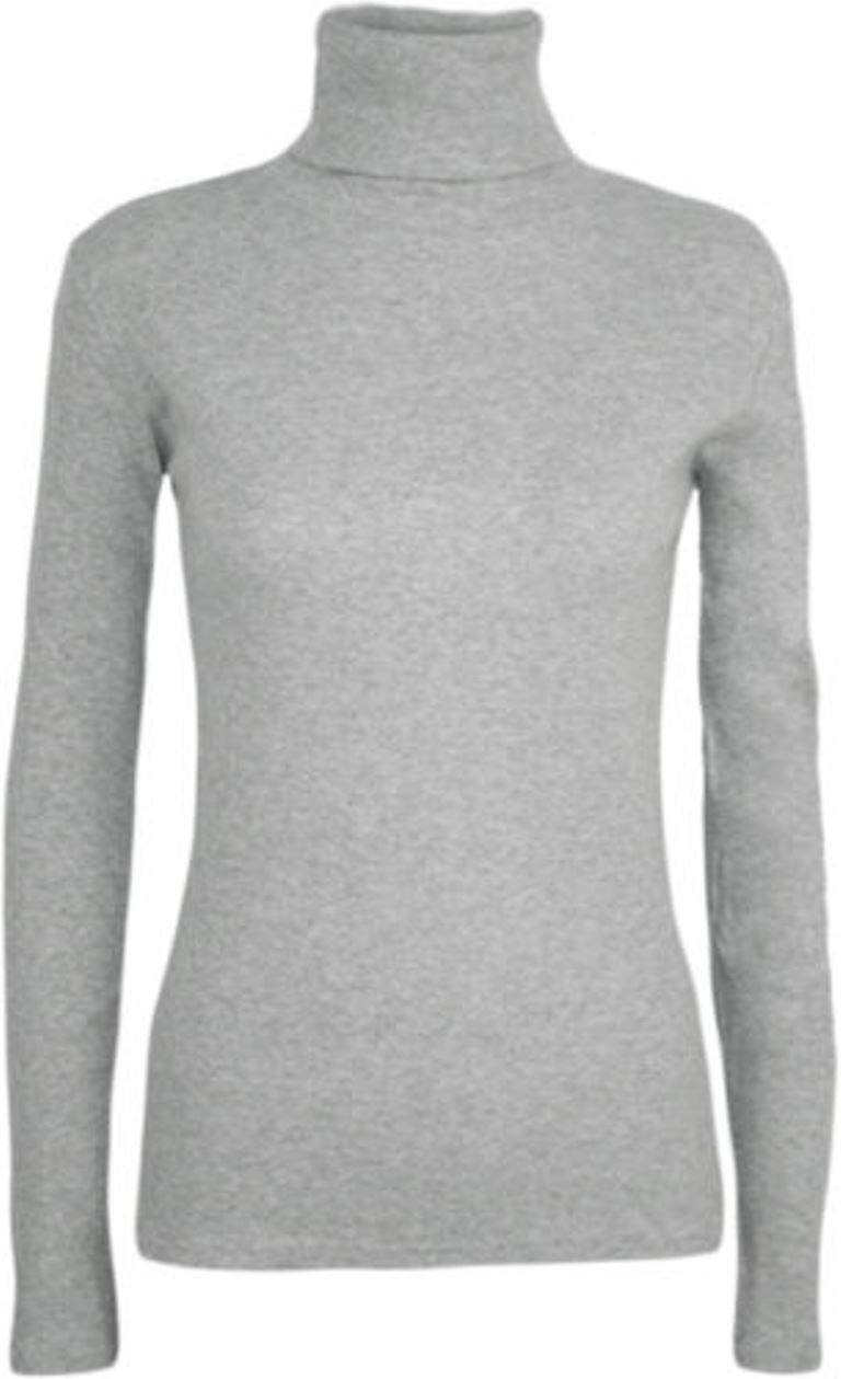 Fashion Lovers Women's Grey Stretch Plain Polo Turtle Roll Neck Jumper