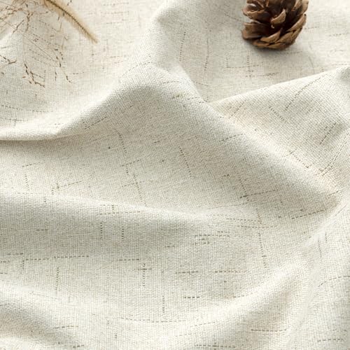 Image of 100% Blackout Linen Textured Curtains for Bedroom Full Light Blocking Room Darkening Bronze Grommet Window Drapes Thermal Insulated Energy Efficient Home Decor 52x72 Natural (2 Panels)
