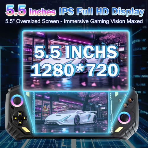 Image of RG56PRO Retro Video Game Console - 5.5 Inch IPS Screen,31000+ Classic 3D Games,5000mAh Battery, Open Linux System,Portable Console with 128G TF Card - Birthday Gift for Boyfriend (Black)