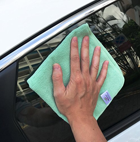 Vibrawipe Microfiber Cleaning Cloth, Thick And Large Size 14.2 X 14.2 Inches, 8-Pack, Green, Microfiber Cloth, Cars, Glass, Window, Dish Cloths, Machine Washable, Reusable, Lint-Free #TOP6