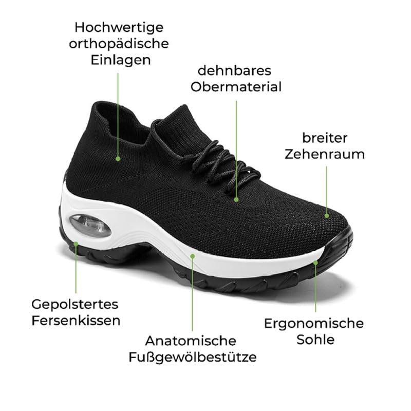 MEIION EasyWalk Pro Damen - Ergonomischer Schmerzlinderungs-Schuh Leichte Slip-On Sneaker für Freizeit - Atmungsaktiv, Luftgepolsterte Sohle, Fitness, Outdoor Laufschuhe
