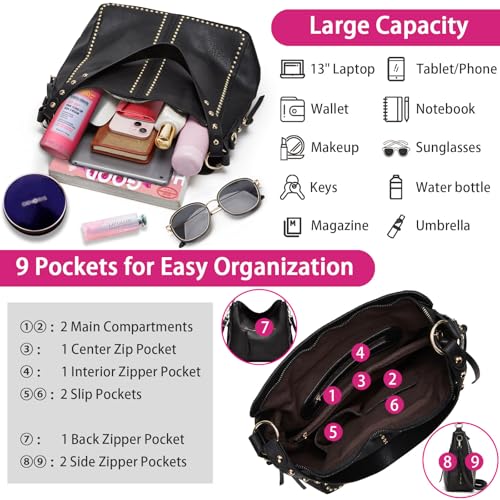 Bolso Hobo Tote para Mujer, Set 2 Piezas con Billetera miniatura 5