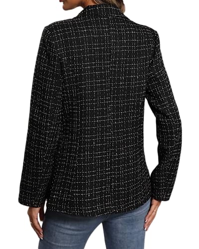 Mina Self 2024 Fall Winter Tweed Blazers for Women Christmas Fully-Lined Warm Fashion Casual Elegant Work Jacket Coat Pockets - Image 6