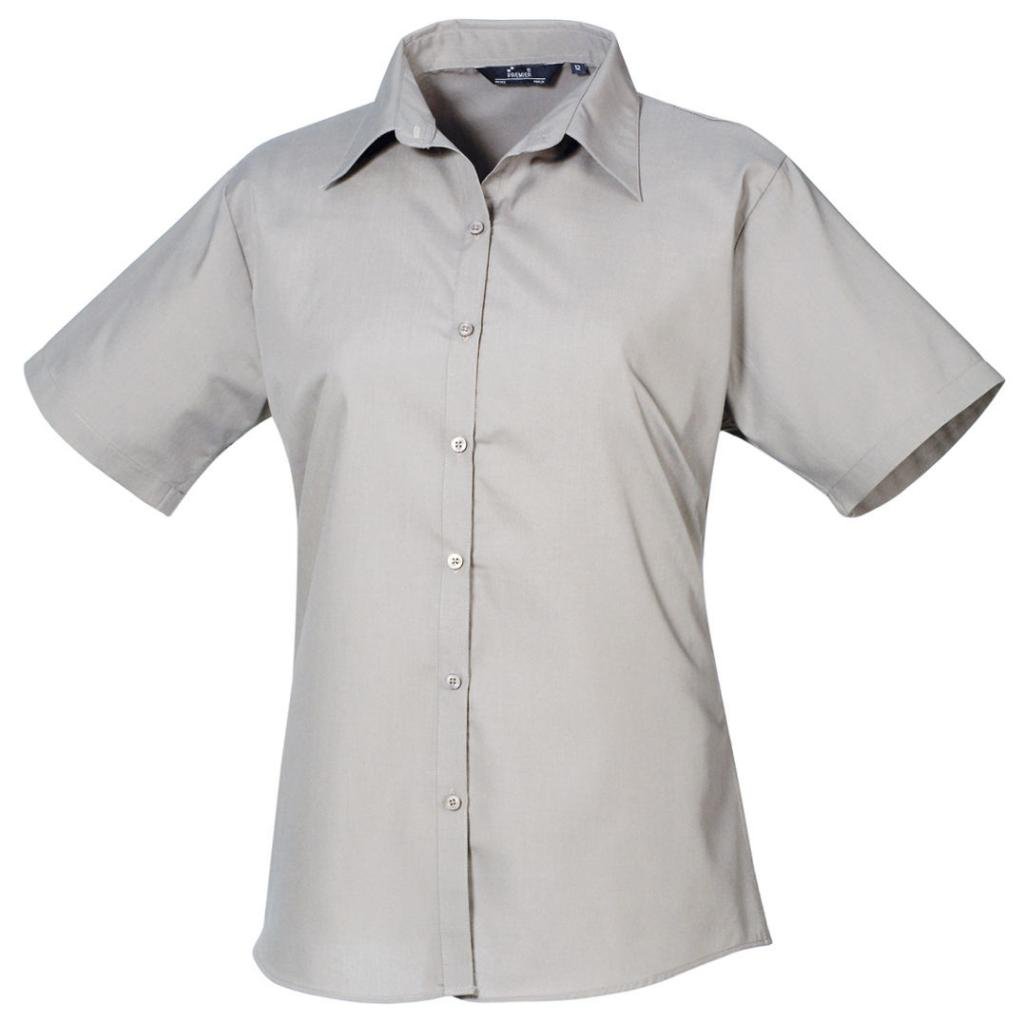 Premier Women's Short Sleeve Poplin Blouse * 22 Silver