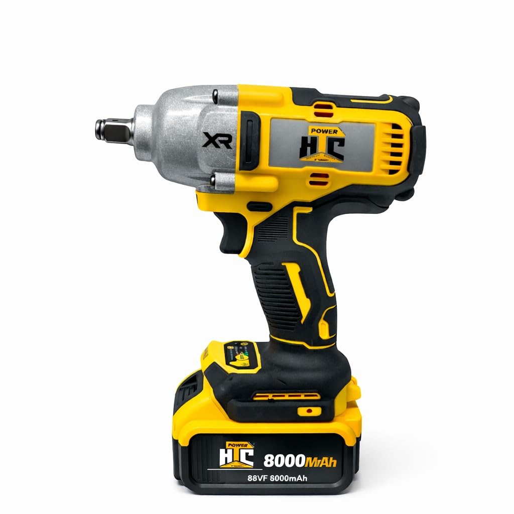 Avvitatore ad impulsi con Doppia Batteria 88VF 8Ah Attacco Quadro 1/2" 800-1500Nm con Motore Brushless XR Chiave a Massa Battente 3 Modalità, con Luce LED 2400RPM 3000BPM per Auto Cantieri e Fai da Te