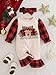 Infant Girl Clothes 6-12 Months Long Sleeves Romper Charming Winter Outfit for Baby Fashion Merry Christmas Romper Red Checkered Puff Sleeves Cute Headband Fall Winter Outfits 2pcs Beige-Red Grid